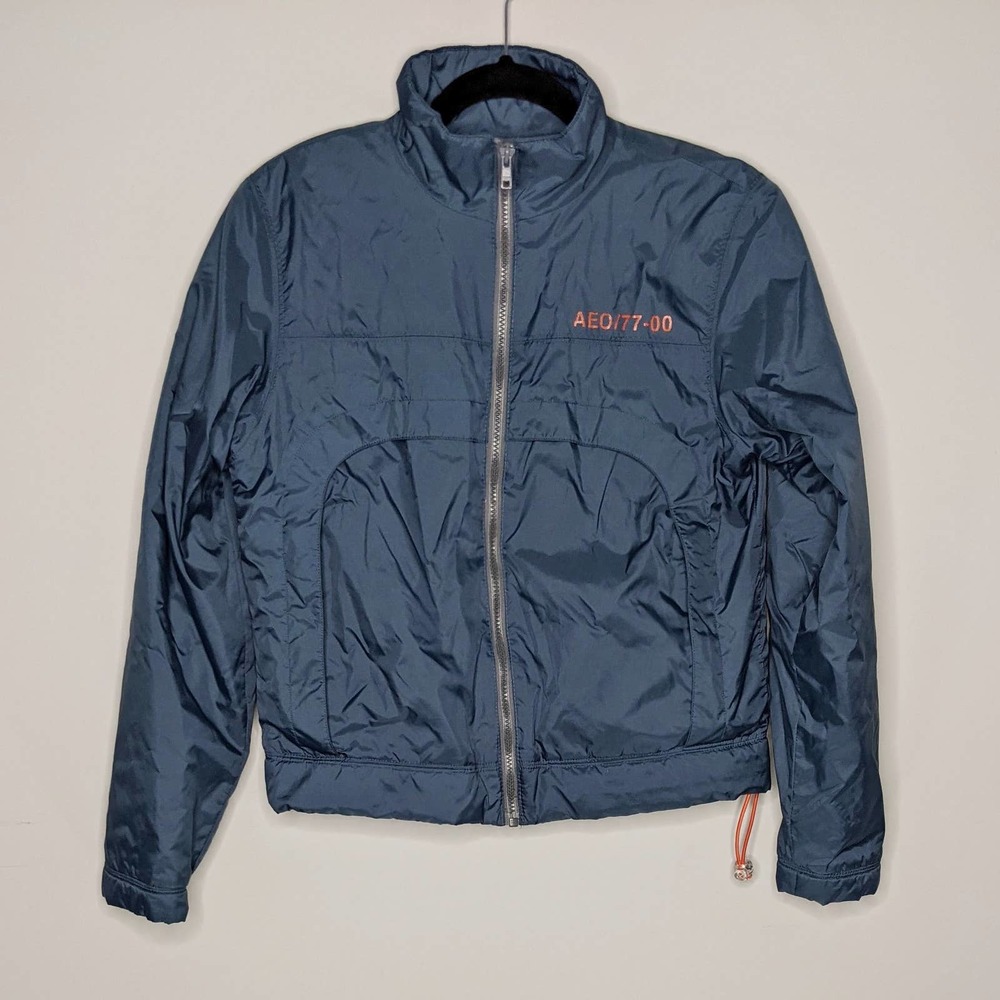 American Eagle Blue Nylon Full Zip Jacket Sz Medium